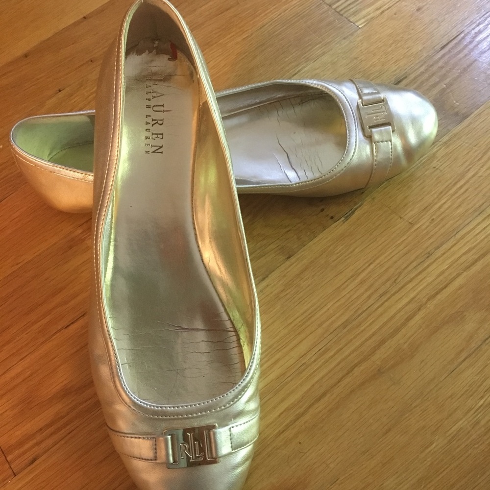 Ralph Lauren gold flats